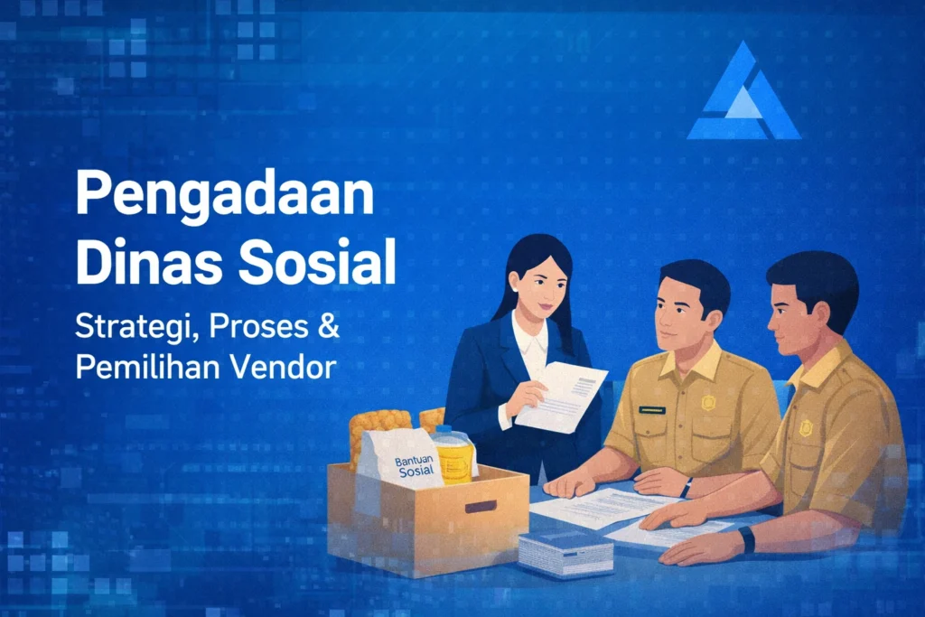 Ilustrasi proses pengadaan dinas sosial melibatkan ASN dan vendor dalam distribusi bantuan sosial